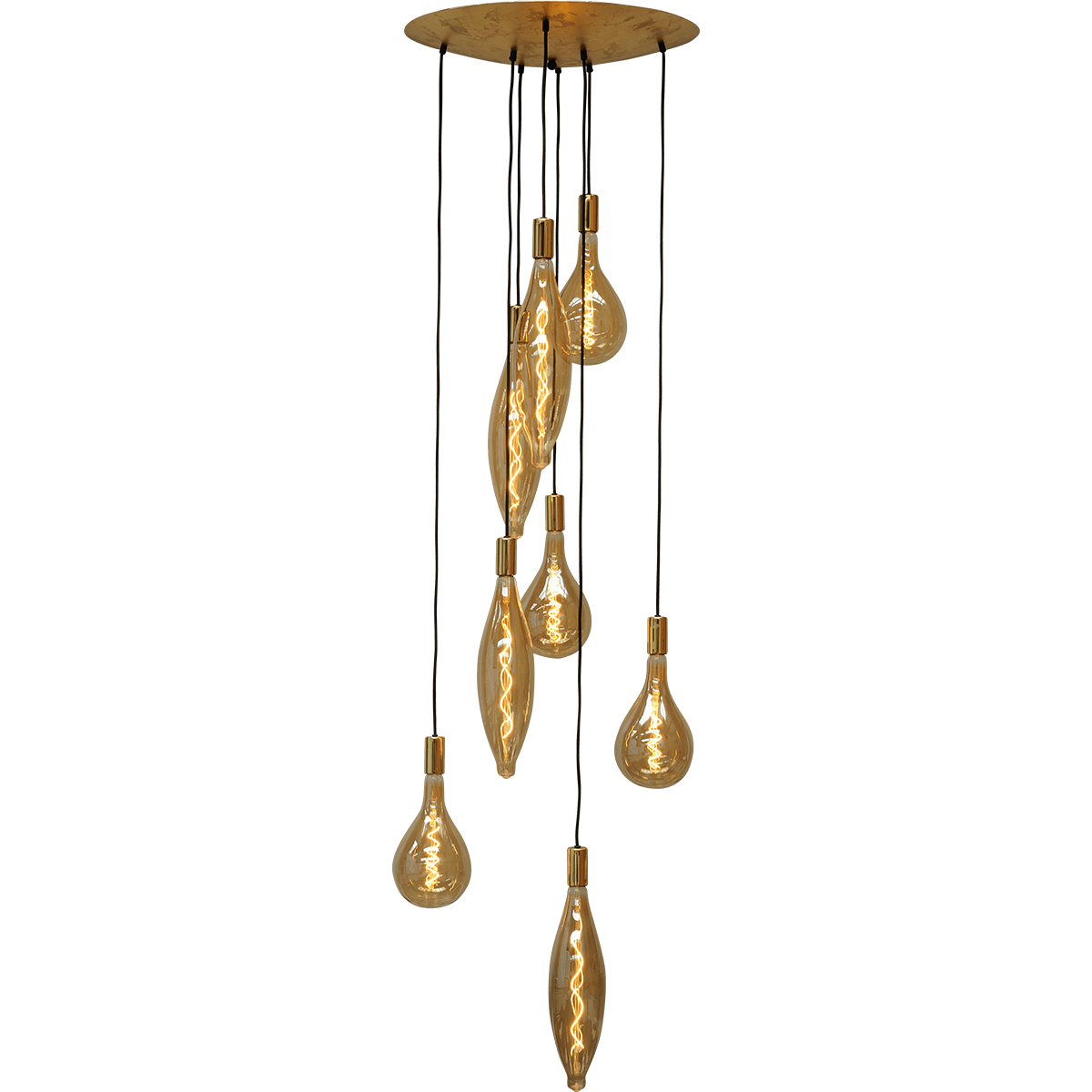 Hanglamp Aton 8-lichts glimmend messing E27