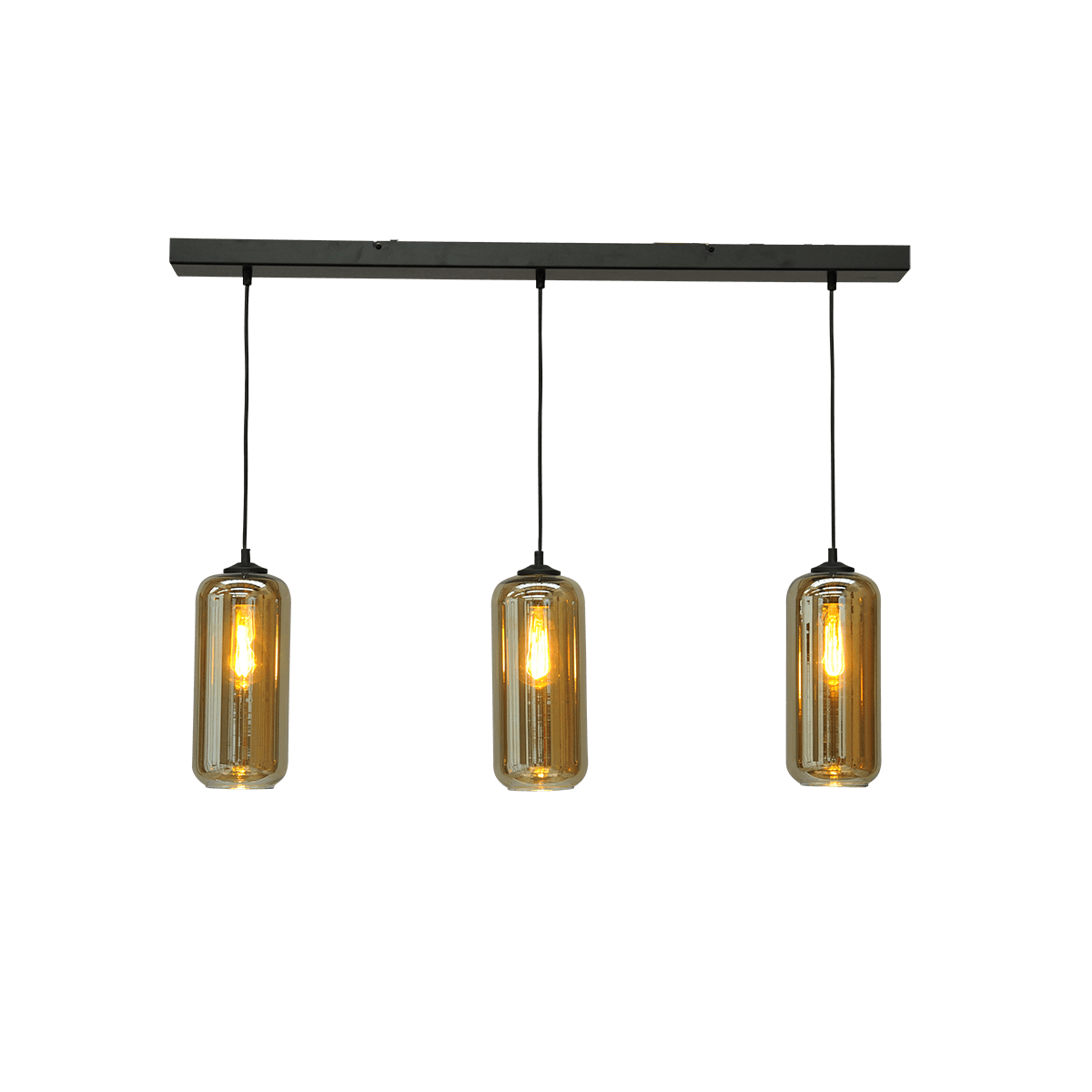 Hanglamp Quinto 3-lichts mat zwart 100x8cm