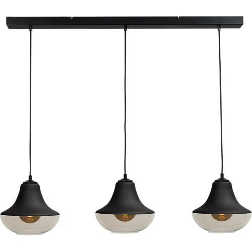 Hanglamp Opaco 3-lichts mat zwart 100x8cm 3x glas smoke Ø24x20cm - MASTERLIGHT