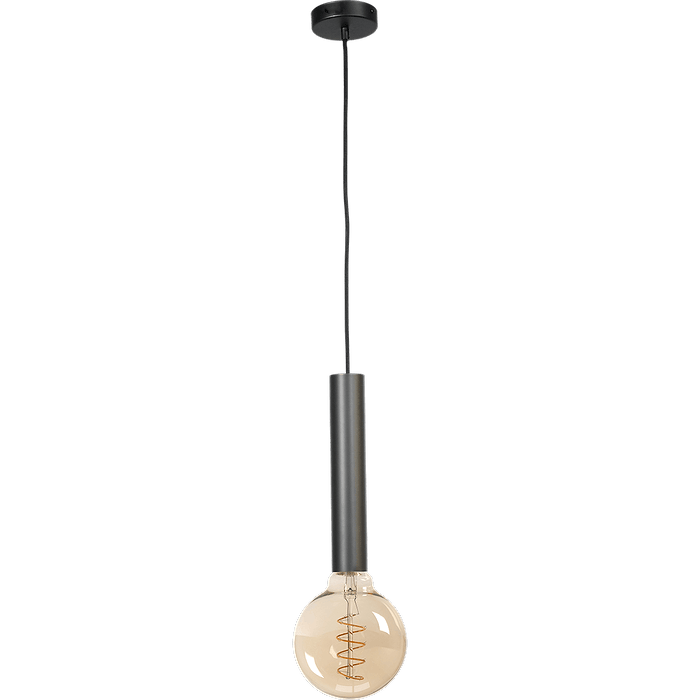 Hanglamp Tomasso 1-lichts mat zwart E27 - Ø45x250mm -  zwarte stoffen kabel 200cm - MASTERLIGHT