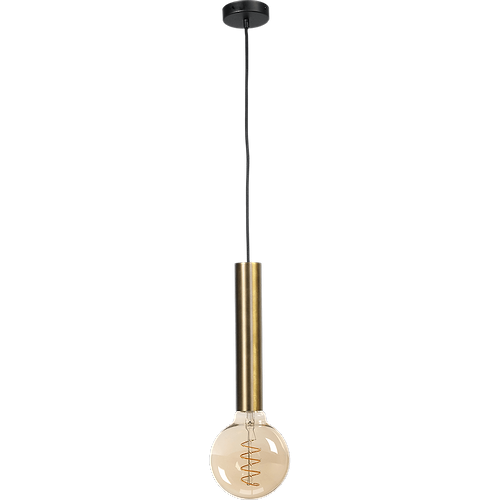 Hanglamp Tomasso 1-lichts antiek messing E27 - Ø45x250mm -  zwarte stoffen kabel 200cm - MASTERLIGHT
