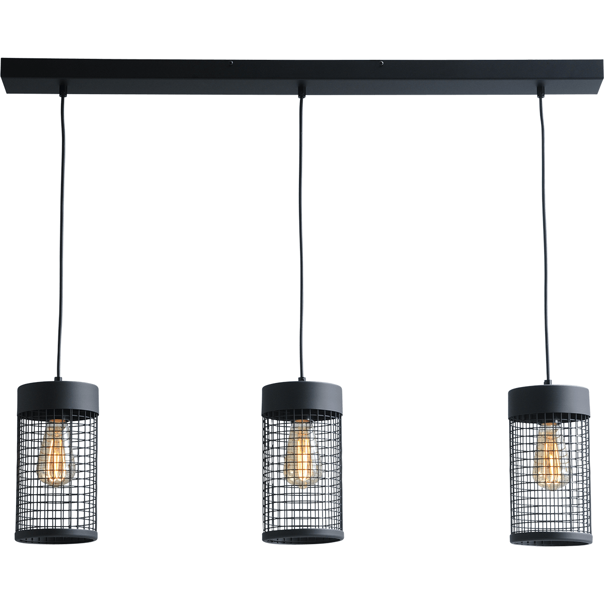 Industriële hanglamp Cage 3-lichts Ø13cm zwart