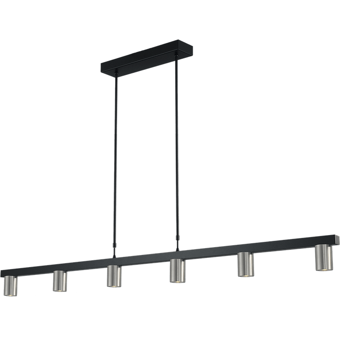 Hanglamp Bounce zwart/mat nikkel 6-lichts - breedte 160cm - exclusief 6x GU10 - MASTERLIGHT