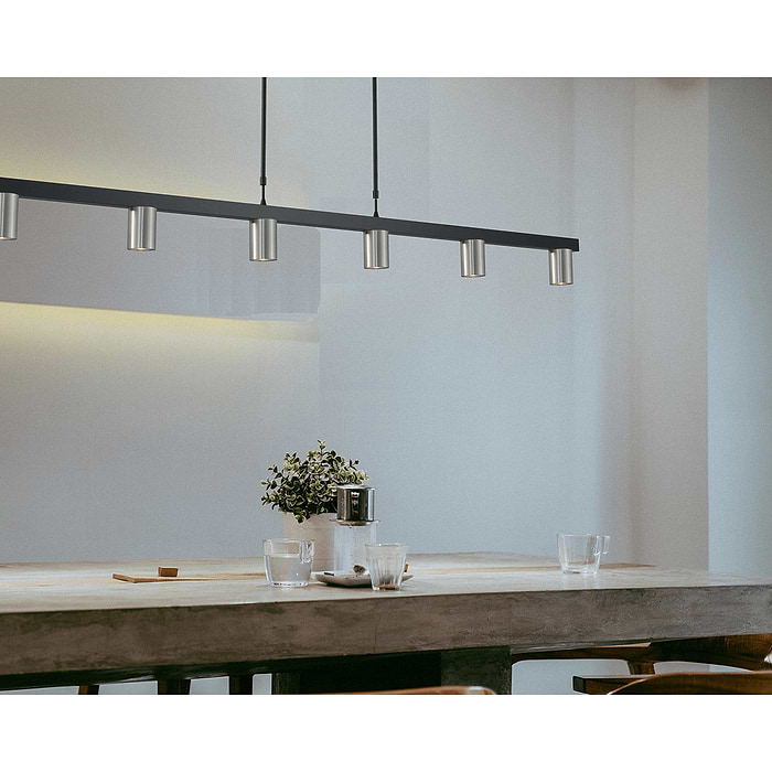 Hanglamp Bounce zwart/mat nikkel 6-lichts - breedte 160cm - exclusief 6x GU10 - MASTERLIGHT