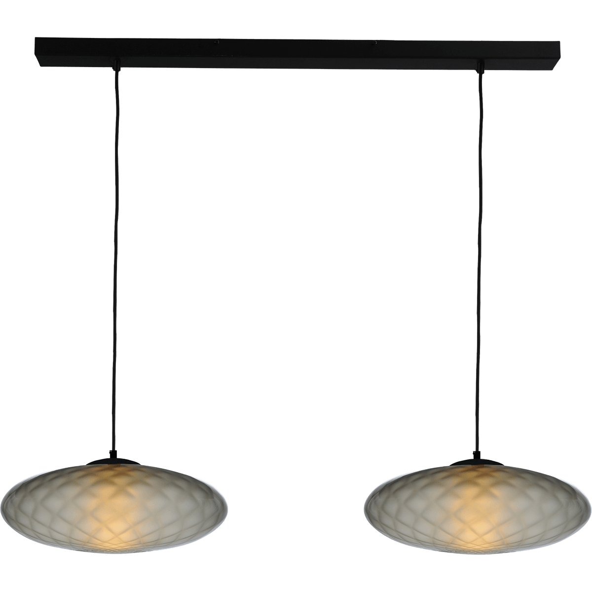 Hanglamp Bottega 2-lichts zwarte plafondplaat glas smoke Ø40cm, MASTERLIGHT 2551-05-100-2-40 - Webo