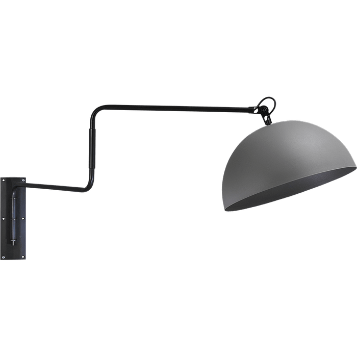 Industriële wandlamp Larino mat zwart beweegbare arm Ø40cm