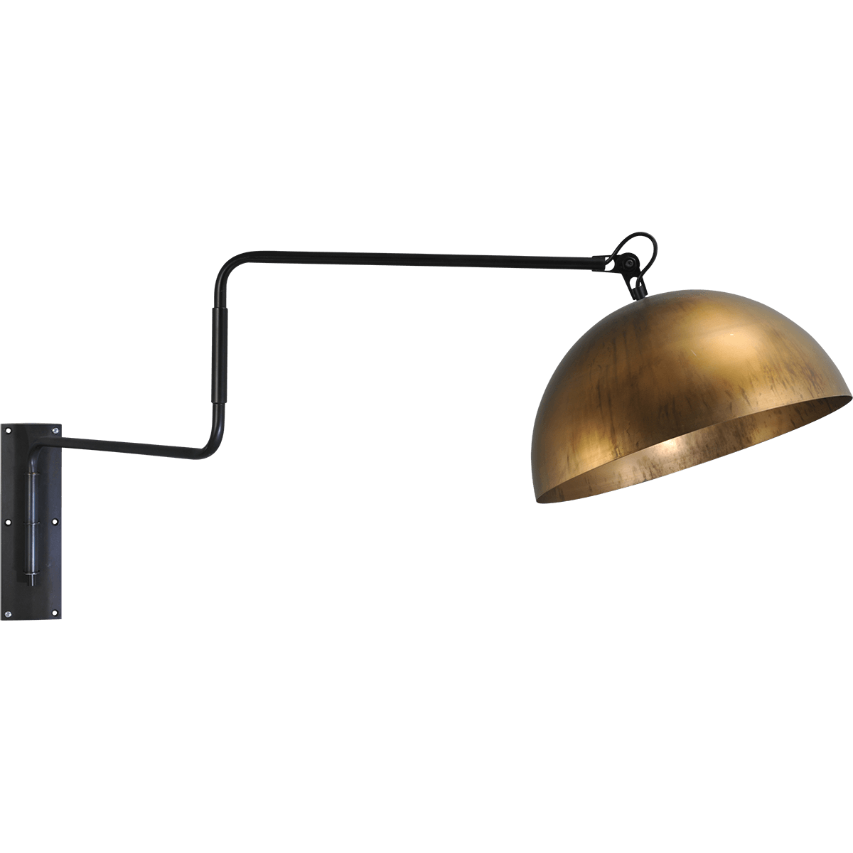 Industriële wandlamp Larino mat zwart beweegbare arm Ø40cm