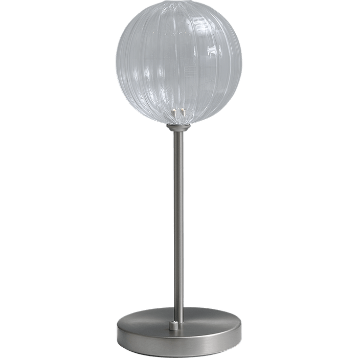 Tafellamp Bocca mat nikkel 1-lichts helder rookglas Ø15cm