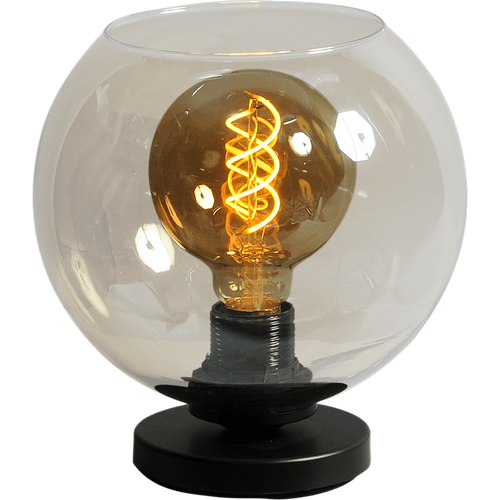 Tafellamp Bella -  zwart - glas smoke Ø20cm - hoogte:21cm - MASTERLIGHT