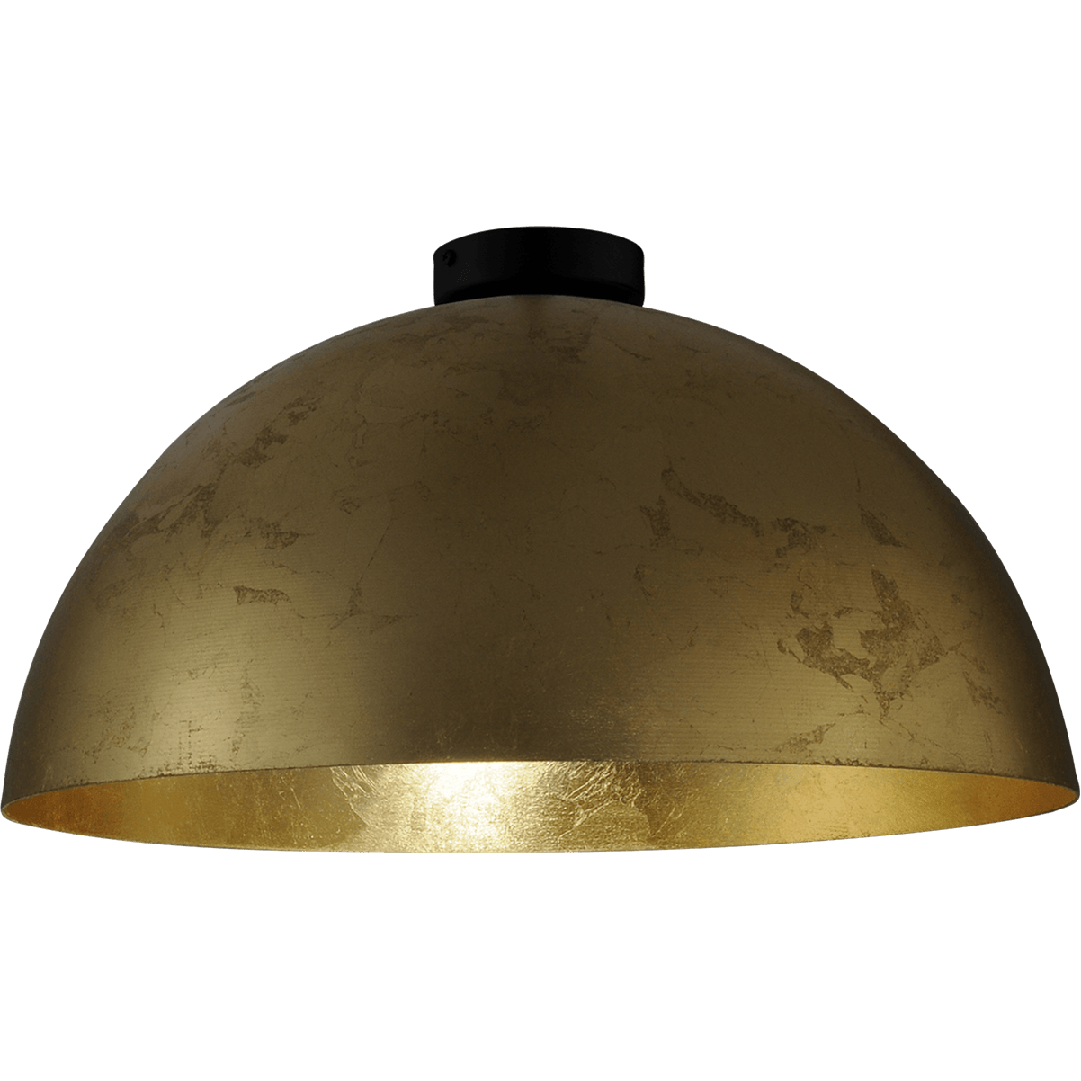 Plafondlamp Larino Ø40cm bladgouden buitenkant - bladgouden binnenkant - zwarte baldaklijn Ø10 -8cm - MASTERLIGHT