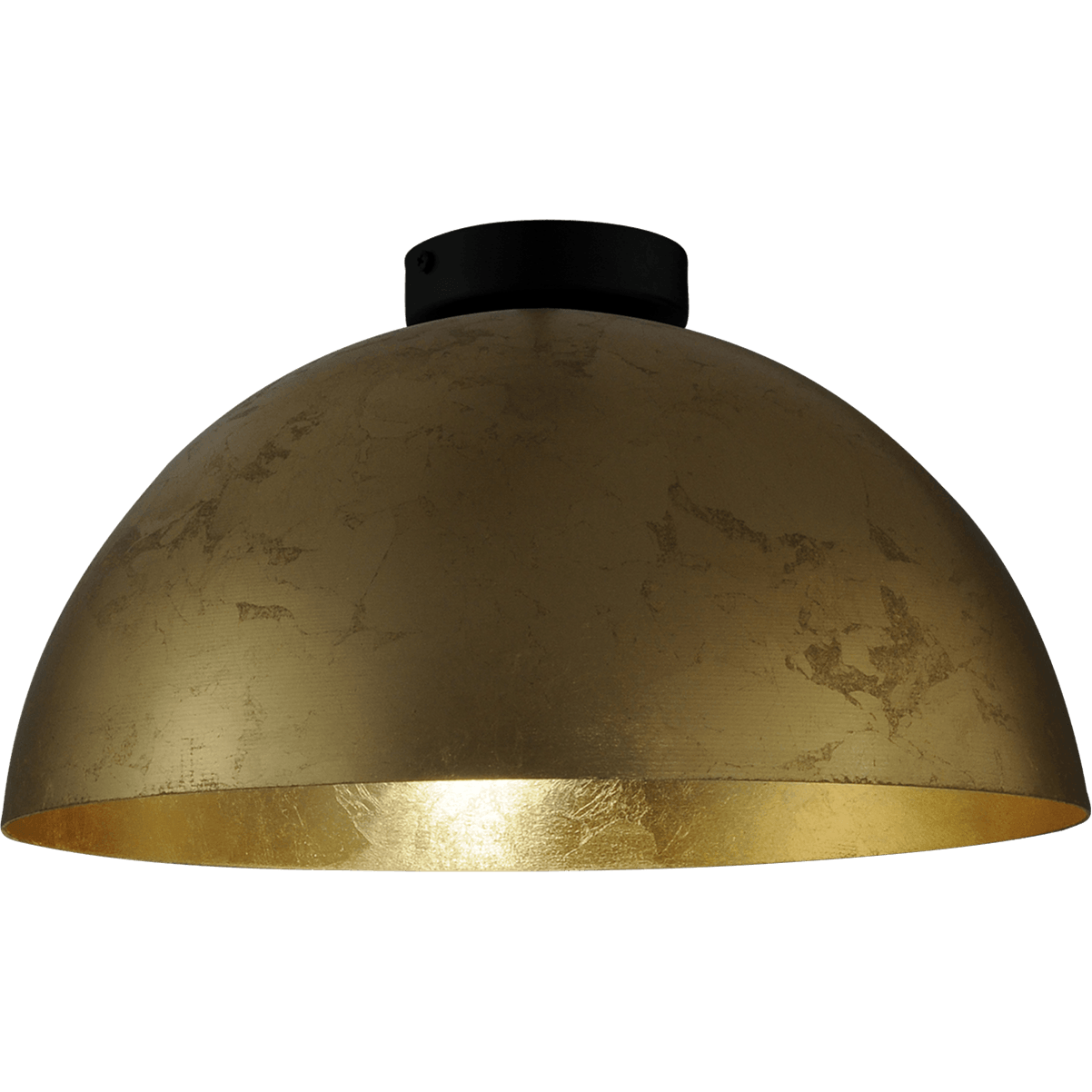 Plafondlamp Larino Ø30cm bladgouden buitenkant - bladgouden binnenkant - zwarte plafondkop - MASTERLIGHT