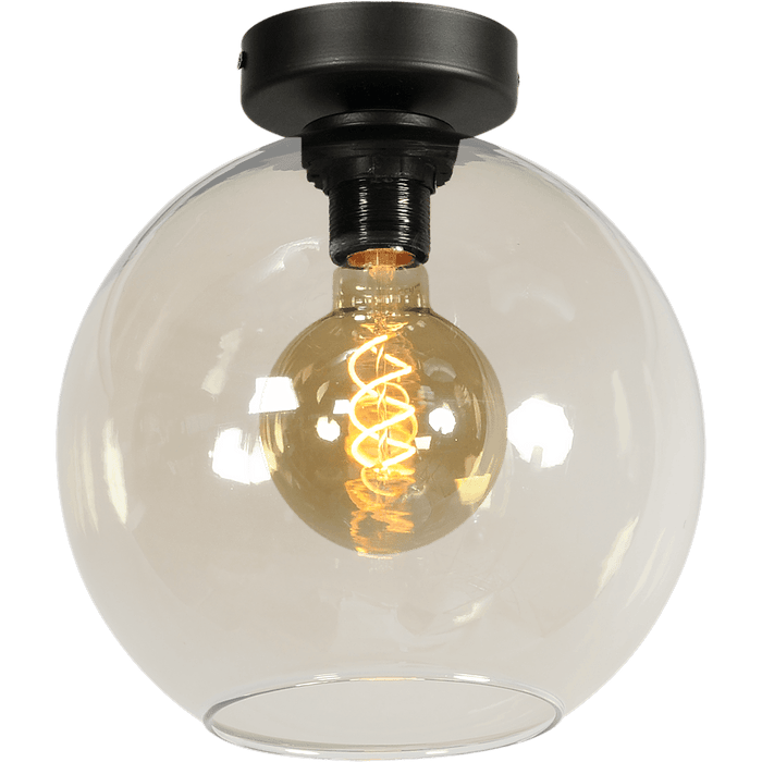 Plafondlamp Bella - zwart - glas smoke Ø25cm - MASTERLIGHT