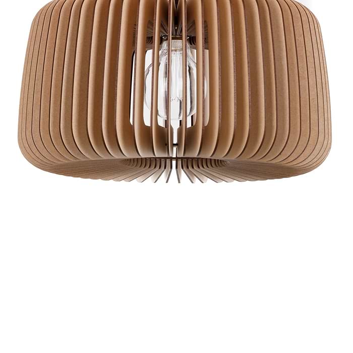 Houten hanglamp van Blij Design. Deze houten lamp Boston heeft de volgende afmetingen: diameter 45 cm en hoogte 24 cm.  De lamp heeft een naturel uitvoering. Een design houten hanglamp uit de grote serie houten lampen van Blij Design. Zie ook de andere houten lampen van Blij Design in deze serie. Zoek op het woord Boston. Blij Design is een Nederlands merk met handgemaakte designlampen.