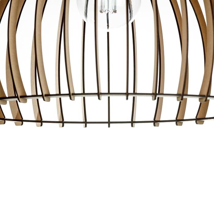Houten hanglamp van Blij Design. Deze houten lamp Memphis heeft de volgende afmetingen: diameter 50 cm en hoogte 26