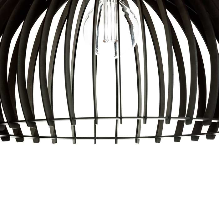 Houten hanglamp van Blij Design. Deze zwarte houten lamp Memphis heeft de volgende afmetingen: diameter 50 cm en hoogte 26