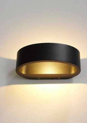 Badkamer of buiten wandlamp zwart/goud 1-lichts "Sharp" 19cm breedte - IP54 LED 7 -2W 2700K 830lm - ART DELIGHT - WL SHARP ZW-GO