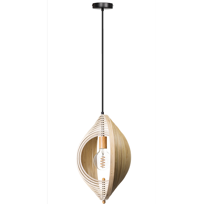 05-HL4539-70. Bijzondere naturel houten hanglamp Woody