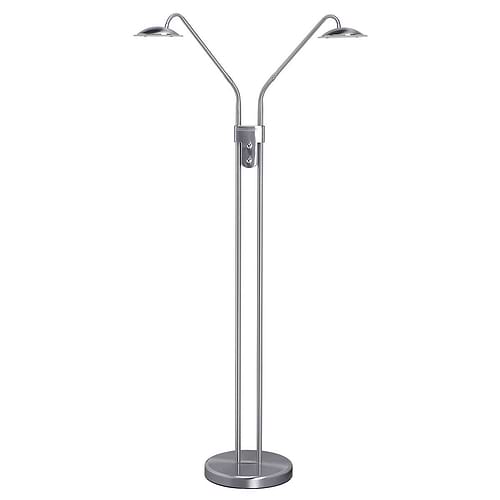 Vloerlamp Jupiter 2 x  6W LED Nikkel-Mat dimbaar