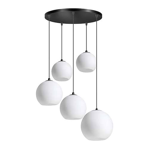 Hanglamp Orb -armatuur zwart -glas opaal -5-lichts -Expo Trading Holland