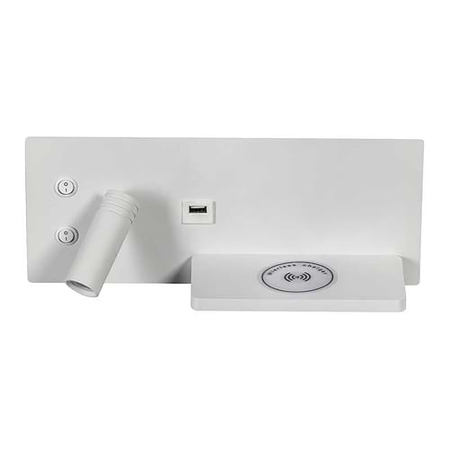 Moderne wandlamp Nighty (links) met draadloze oplader -wit -lengte 30 cm -Expo Trading Holland