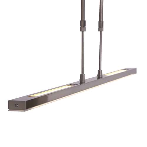 Smalle hanglamp LED 122 cm dimbaar STEINHAUER - 1482ST- Hanglamp- Steinhauer- Zelena LED- Modern - Design- Staal met witte pirex onderstrip- Metaal
