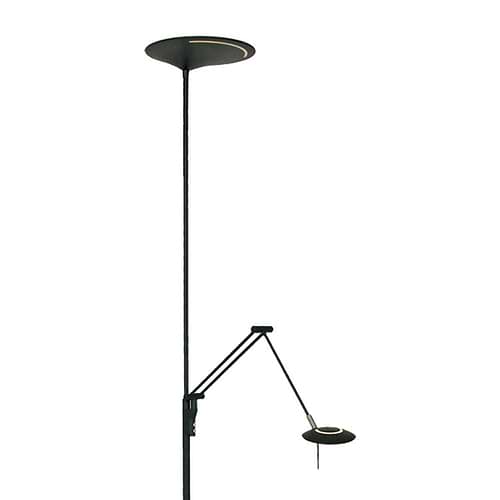 Vloerlamp 2-lichts LED leesarm knik - zwart en chroom - Zodiac LED - Steinhauer