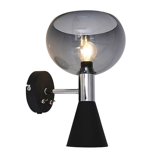 Wandlamp 2-lichts E14 40w met plexi bol - zwart en grijs -  Fastlåst - Anne light & home