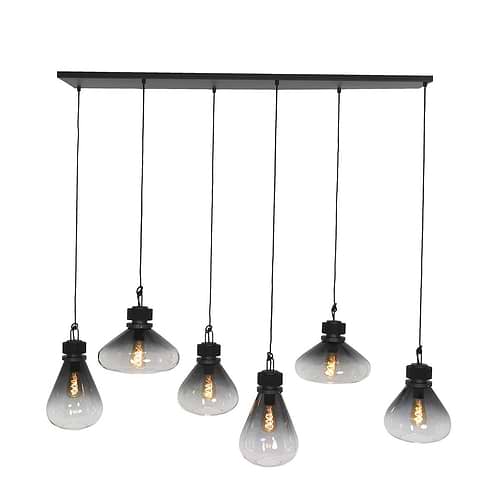 Hanglamp 6-lichts glas E27 - zwart en grijs - Flere - Steinhauer