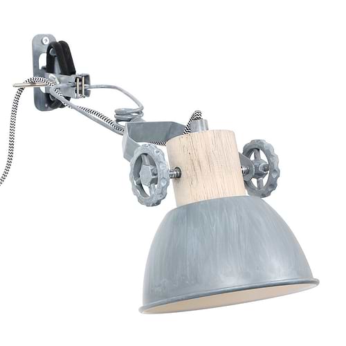 Wandspot - klemspot - 1-lichts switch - grijs en hout - Gearwood - Mexlite