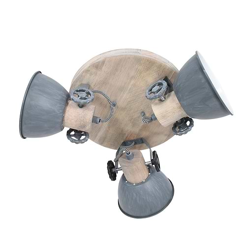 Plafondlamp - plafondspot 3-lichts hout - grijs - Gearwood - landelijk - Mexlite