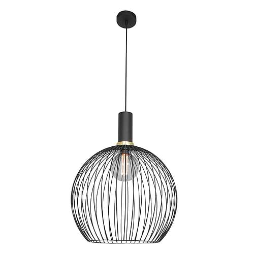 Hanglamp 1-lichts 45cm gouden ring - zwart - Aureole - Mexlite