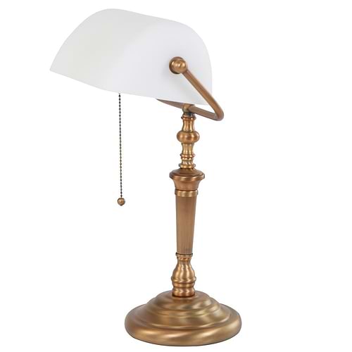 Tafellamp - bureaulamp - leeslamp 1-lichts Glas STEINHAUER - 6186BR - Tafellamp- Bureaulamp- Steinhauer- Ancilla- Klassiek- Brons Wit - Metaal Glas