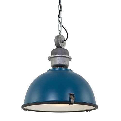 industriële hanglamp 1-lichts Industrial STEINHAUER - 7586PE - Industrie lamp - Industrie Hanglamp - Steinhauer - Bikkel - Industrieel - Trendy - Blauw - Metaal Glas