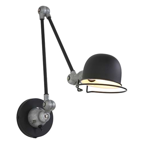 Wandlamp 1-lichts reflector - zwart en aliminium - industrieel - Davin - Mexlite