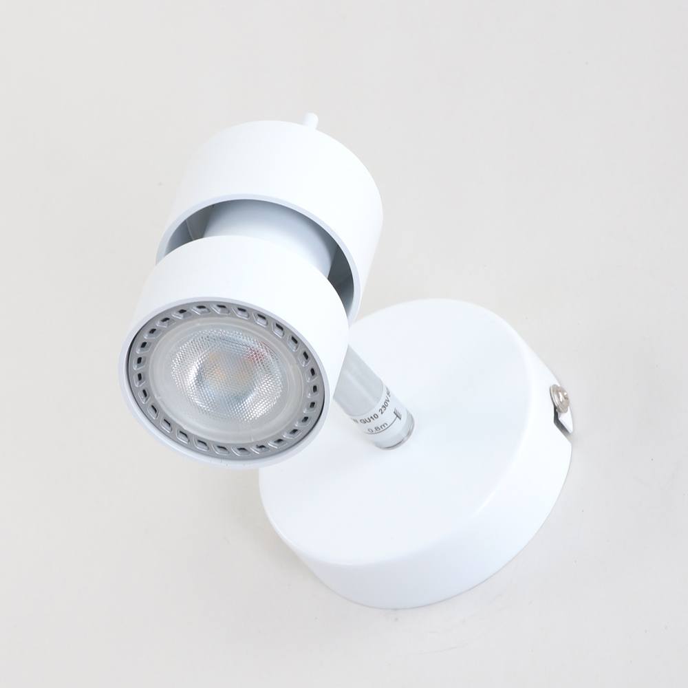 Wandspot carbon, wit, projectie 16 cm, schakelaar, aluminium