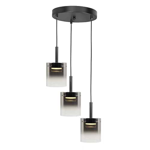 Hanglamp Salerno 3-lichts - geintegreerd LED 2700 Kelvin - 1350 Lumen - max -  Watt 3 x 5 Watt - rond 38 cm - maximale hoogte 150 cm - Metaal + 3 x glas G2173 - 19 - HIGH LIGHT