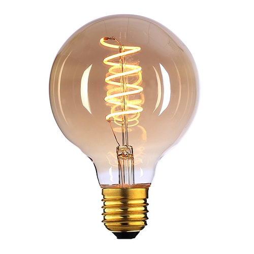 Globe 80 LED 4W Spiral Amber dimbaar E27 - Serie Globe LED - LED lamp - LED peer - High Light - L251536