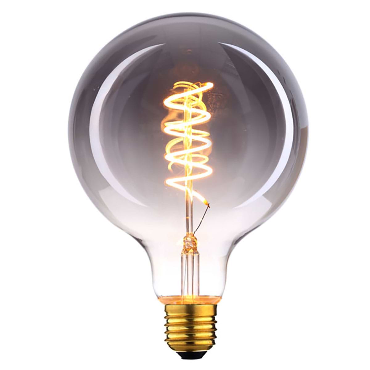 LED spiraal 9W DIM lamp - Globe Ø80 mm - 9 Watt - dimbaar - E27 fitting - kleur Smoke - Duurzaam - decoratief en dimbaar met LED dimmer - Kelvin 2700 - Lumen 810 - HIGH LIGHT - Deze LED lichtbron is ook verkrijgbaar in de kleur Amber en in Smoke en Amber ook met een diameter van 95 mm en van 125 mm - Ook is dezelfde LED lamp in de uitvoering 6 Watt met een 3-standen - 3-step dimmer verkrijgbaar - zie onze webshop bij LED lichtbronnen - Ten opzichte van Smoke geeft de Amber kleur meer licht - L2615 - 19