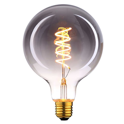 LED spiraal 9W DIM lamp - Globe Ø80 mm - 9 Watt - dimbaar -  E27 fitting - kleur Smoke -  Duurzaam - decoratief en dimbaar met LED dimmer -  Kelvin 2700 - Lumen 810 -  HIGH LIGHT -  Deze LED lichtbron is ook verkrijgbaar in de kleur Amber en in Smoke en Amber ook met een diameter van 95 mm en van 125 mm -  Ook is dezelfde LED lamp in de uitvoering 6 Watt met een 3-standen - 3-step dimmer verkrijgbaar - zie onze webshop bij LED lichtbronnen -  Ten opzichte van Smoke geeft de Amber kleur meer licht -  L2615 - 19