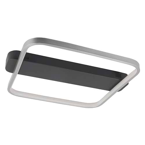 Plafondlamp - plafonnier Ascona -  Moderne strakke plafondlamp mat zwart en Nikkel mat -  De mat zwarte plafondplaat heeft een lengte van 46 cm en een breedte van 10 cm -  In het nikkel mat licht kader van 40 cm breedte zit een geïntegreerde LED strip -  Het licht schijnt naar binnen en straalt uit naar beneden -  De plafondlamp komt uit de Ascona serie van HIGH LIGHT waarin ook andere varianten zitten -  Deze plafonnier wordt geleverd inclusief een 3-standen driver -  Deze lamp heeft een led module die schakelbaar is door middel van het aan en uit doen van de bestaande muurschakelaar (dit mag geen dimmer zijn) -  Daarmee dimt u de lamp van volle sterkte 100% naar 70% of naar 30% -  De geïntegreerde LED lichtbron heeft telt 28 Watt - 2700 Kelvin en 2520 Lumen -  P6611 - 30