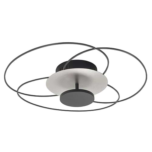 Plafondlamp - plafonnier Piazza -  Moderne plafondlamp mat zwart en Nikkel mat - doorsnede 52 cm -  Deze plafonnier wordt geleverd inclusief een 3-standen driver en geïntegreerde LED lichtbron -  De plafondlamp komt uit de Fiore serie van HIGH LIGHT waarin ook andere varianten zitten -  Dit stijlvolle plafonnier reflecteert het licht op de Nikkel mat plaat -  Deze plafonnier wordt geleverd inclusief een 3-standen driver -  Deze lamp heeft een led module die schakelbaar is door middel van het aan en uit doen van de bestaande muurschakelaar (dit mag geen dimmer zijn) -  Daarmee dimt u de lamp van volle sterkte 100% naar 70% of naar 30% -  De geïntegreerde LED lichtbron heeft telt 25 Watt - 2700 Kelvin en 2250 Lumen -  P6417 - 30
