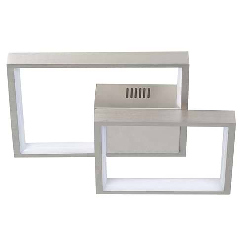 Plafondlamp - plafonnier Piazza -  Moderne plafondlamp Nikkel mat - 32 cm lang - 32 cm breed en 6