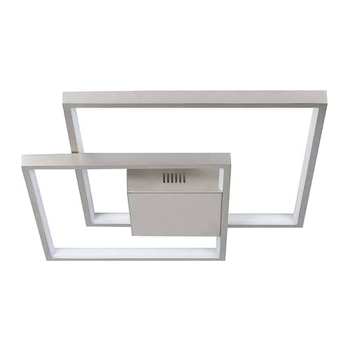 Plafondlamp - plafonnier Piazza -  Moderne plafondlamp Nikkel mat - 42 cm lang - 41 cm breed en 4