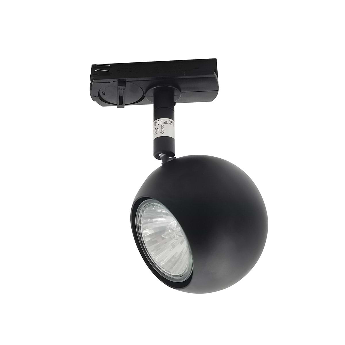Retro bol spot inclusief adapter voor railverlichting RSWebo-1 - mat zwart - GU10 LED - HIGH LIGHT - Deze retro bol spot is 16 cm hoog en heeft een diameter van 6 cm - Deze spot past in het moderne 1 fase railsysteem van Highlight waar eventueel ook cilinder spots in kunnen - En de hele serie RSWebo-1 is ook verkrijgbaar in de kleur wit - Het railsysteem is geheel zelf samen te stellen - U kunt namelijk koppelen aan meer rail en u kunt meer spots in het railsysteem schuiven - In onze webshop vindt u in de categorie Railverlichting rails van 100 cm en van 150 cm - allerlei koppelstukken - verbinders en ook bochten om het systeem uit te breiden - Zelfs een adapter om eventueel een hanglamp aan het systeem te hangen - Alle items in onze webshop met code RSWebo-1 - passen bij elkaar - De spots zijn te verschuiven - draaibaar en kantelbaar - De aansluitvoeding zit aan het begin van de rail daar zit ook het kroonsteentje om de aansluiting te maken - De spot is geschikt voor een GU10 LED lichtbron van maximaal 35 Watt - De spots zijn ook dimbaar te maken met een externe wanddimmer (exclusief) - S7016 - 01