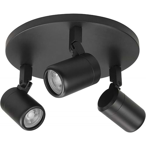 Rain spot 3 X GU10 LED rond IP44 Mat Zwart zonder lamp - Serie Rain - High Light - S737201
