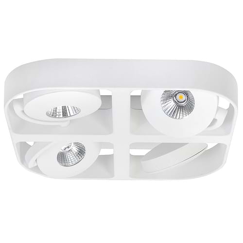 Spot Futuro - plafondlamp met vier spots - 4 X 5W Vierkant LED Mat Wit Dimbaar - Serie Futuro - Spots - High Light - S740700