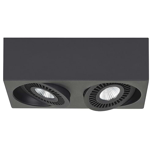 Spot Eye - plafondlamp met twee spots - 2 X 5W Rechthoek LED Mat Zwart Dimbaar - Serie Eye - Spots - High Light - S742601