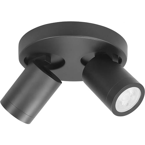 Spot 2-lichts met ronde plafondplaat - Oliver IP44 - 2 x 35W - GU10 - zwart - HIGH LIGHT