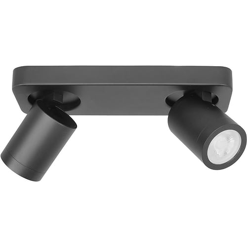 Spot 2-lichts met rechte plafondplaat - Oliver IP44 - 2 x 35W - GU10 - zwart - HIGH LIGHT