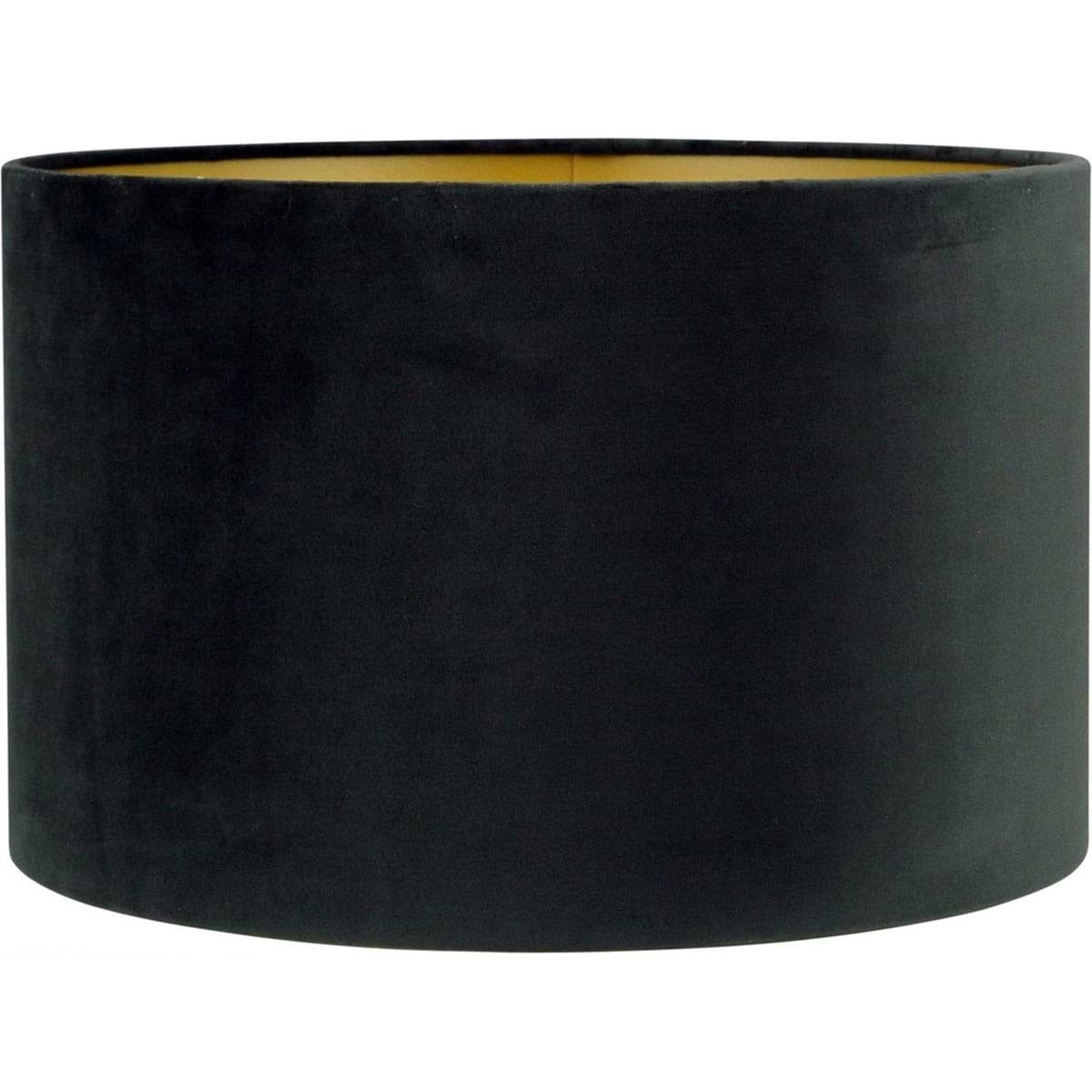 Lampenkap fluweel zachte stof - cilinder kap Alice - zwart goud - Ø45-45-25 cm - HIGH LIGHT - Verkrijgbaar in verschillende afmetingen zie onze webshop categorie Lampenkappen - O4426 - 01